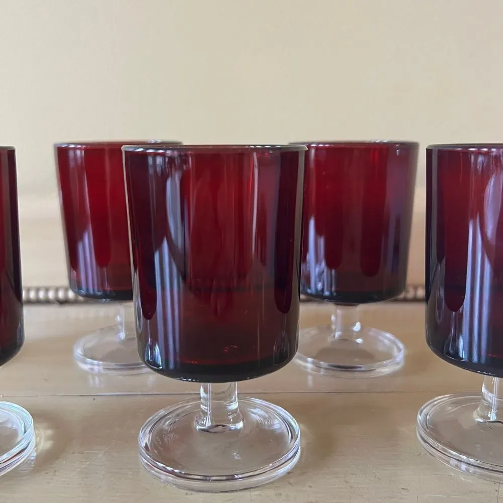 Set of 6 Luminarc Cavalier Ruby Red Cordial Glasses